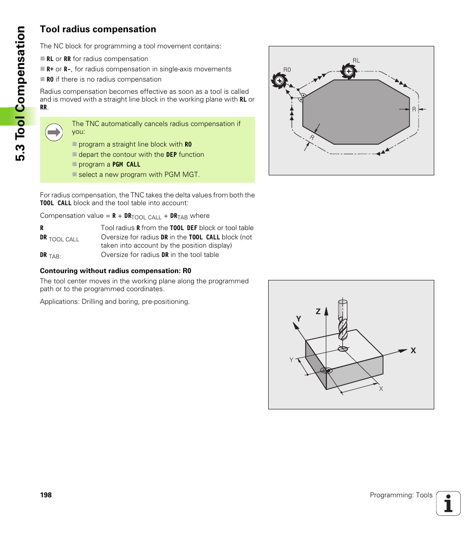 Tool radius compensation, 3 t ool compensation | HEIDENHAIN iTNC 530 (340 49x-06) User Manual | Page 198 / 713