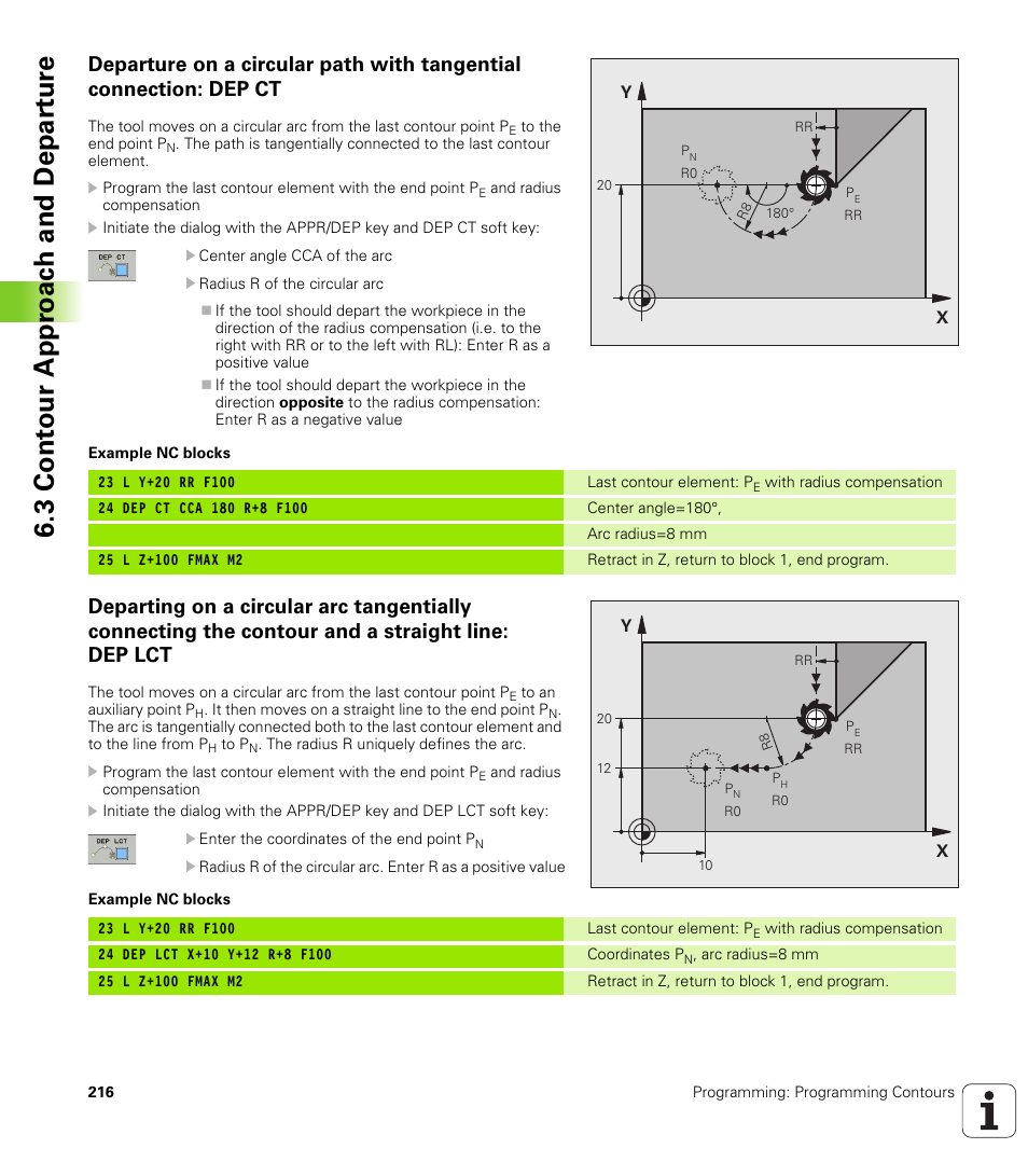 3 cont our appr oac h and depar tur e | HEIDENHAIN iTNC 530 (340 49x-06) User Manual | Page 216 / 713