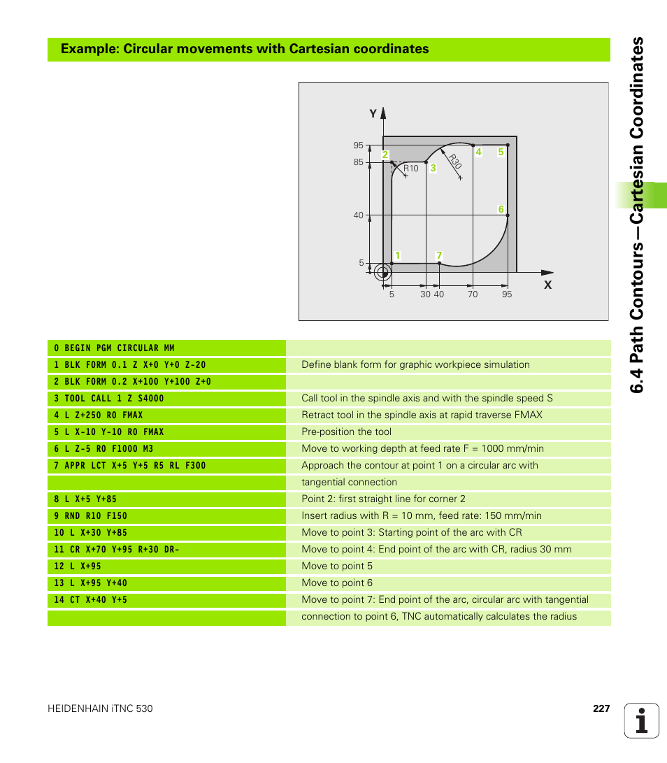 4 p a th cont ours—car te sian coor dinat e s | HEIDENHAIN iTNC 530 (340 49x-06) User Manual | Page 227 / 713