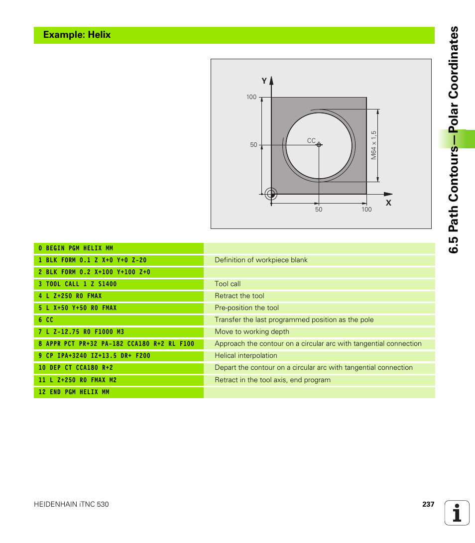 5 p a th cont ours—p o lar coor dinat e s | HEIDENHAIN iTNC 530 (340 49x-06) User Manual | Page 237 / 713