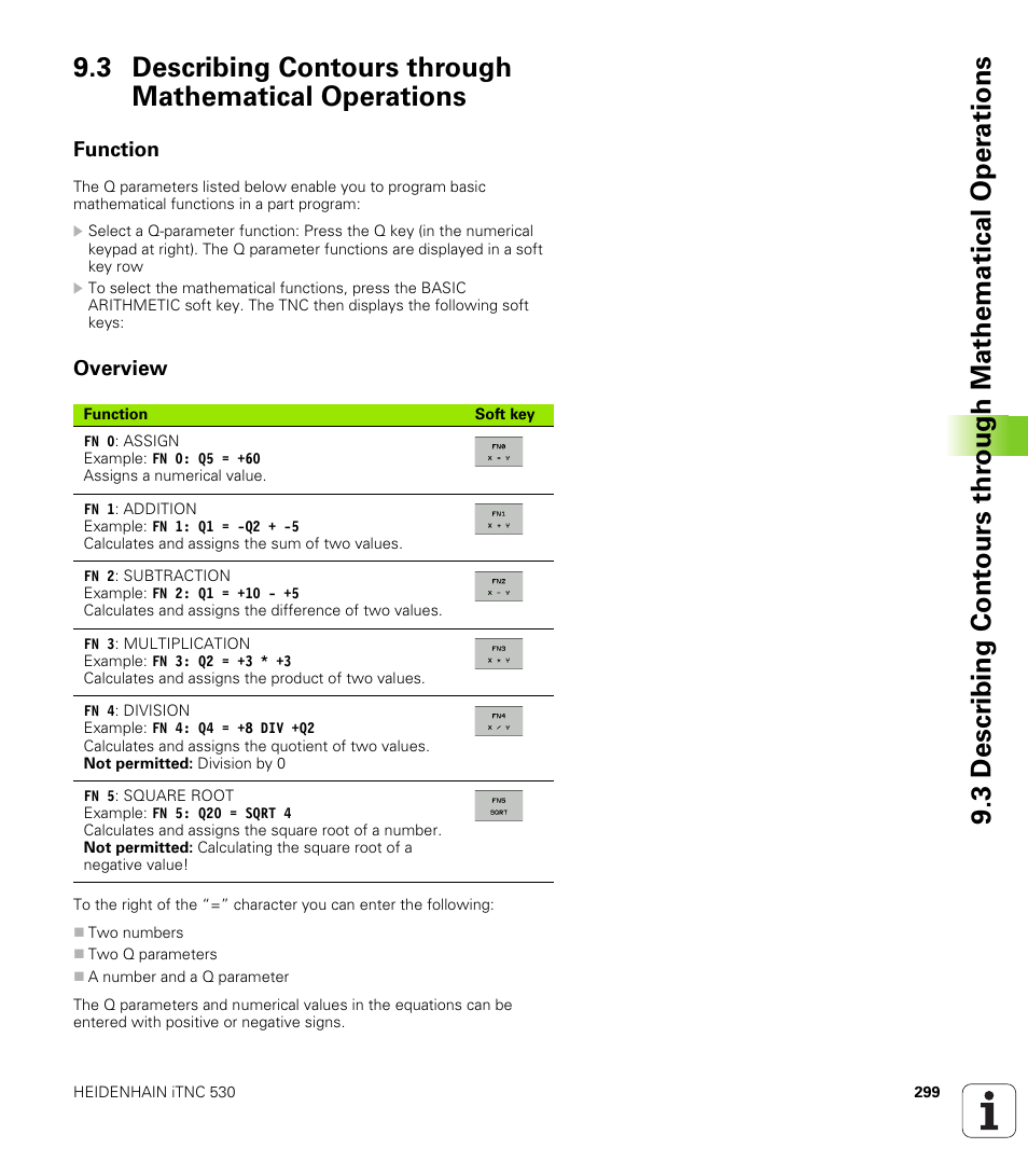 Function, Overview | HEIDENHAIN iTNC 530 (340 49x-06) User Manual | Page 299 / 713
