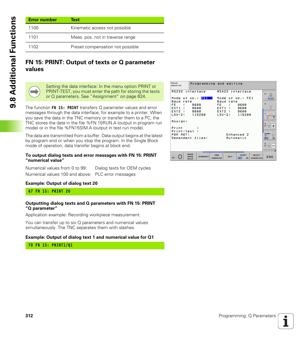 8 a d ditional f unctions | HEIDENHAIN iTNC 530 (340 49x-06) User Manual | Page 312 / 713