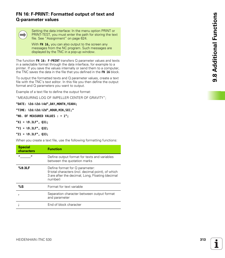 8 a d ditional f unctions | HEIDENHAIN iTNC 530 (340 49x-06) User Manual | Page 313 / 713