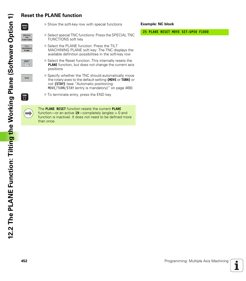 Reset the plane function | HEIDENHAIN iTNC 530 (340 49x-06) User Manual | Page 452 / 713