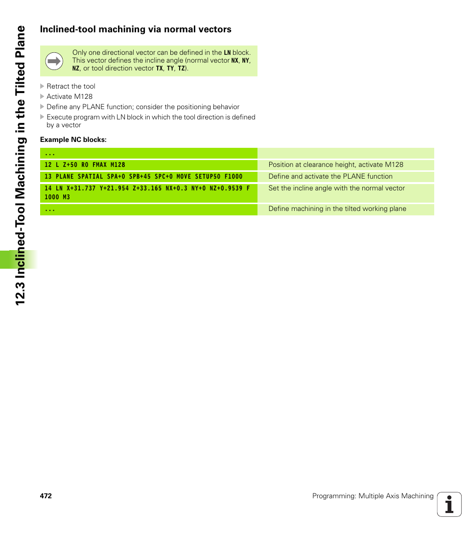 Inclined-tool machining via normal vectors, 3 inclined-t ool mac h ining in the tilt ed plane | HEIDENHAIN iTNC 530 (340 49x-06) User Manual | Page 472 / 713