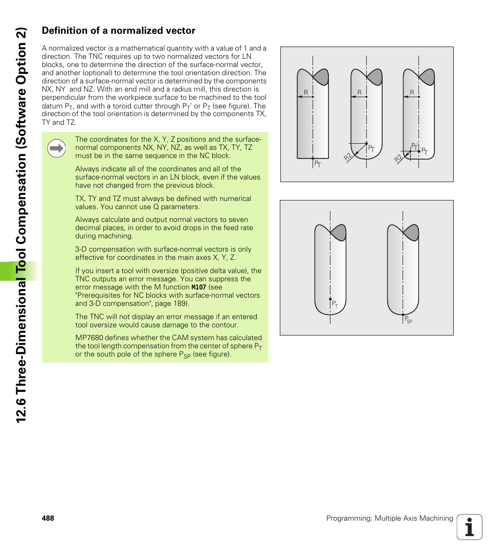 Definition of a normalized vector | HEIDENHAIN iTNC 530 (340 49x-06) User Manual | Page 488 / 713