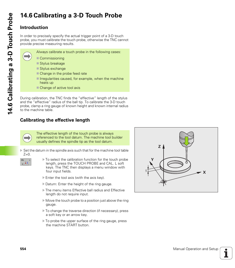 6 calibrating a 3-d touch probe, Introduction, Calibrating the effective length | HEIDENHAIN iTNC 530 (340 49x-06) User Manual | Page 554 / 713