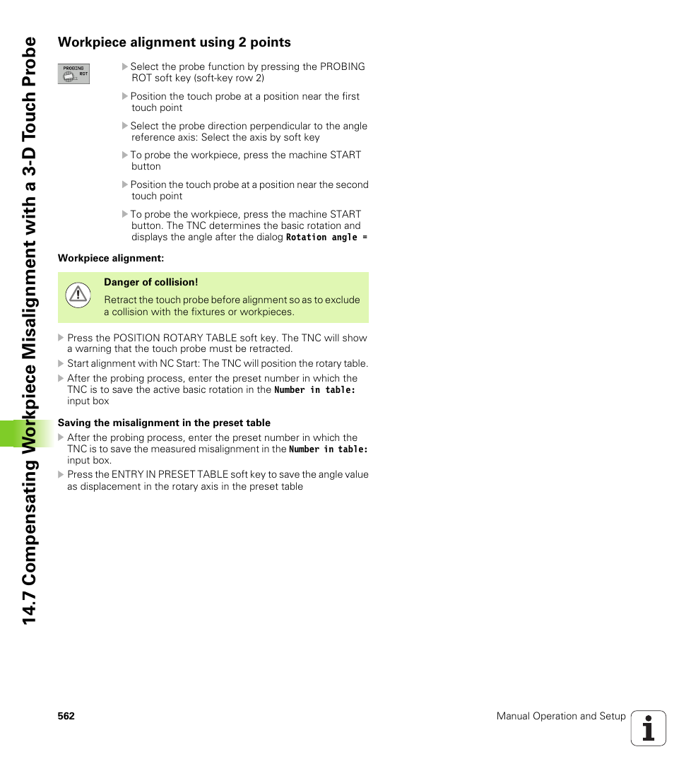 Workpiece alignment using 2 points | HEIDENHAIN iTNC 530 (340 49x-06) User Manual | Page 562 / 713