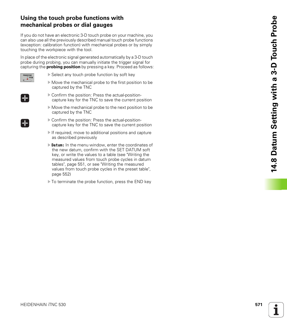 8 d a tu m set ting with a 3-d t o uc h pr obe | HEIDENHAIN iTNC 530 (340 49x-06) User Manual | Page 571 / 713