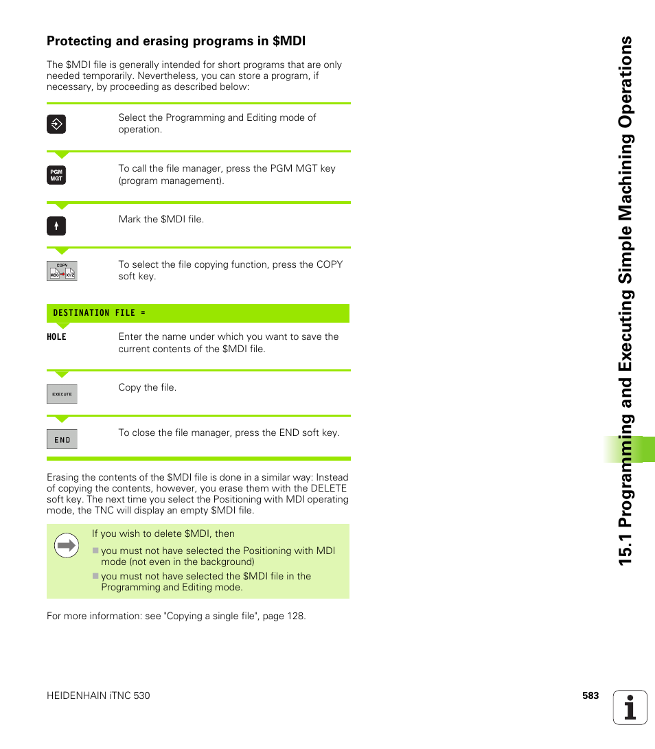 Protecting and erasing programs in $mdi | HEIDENHAIN iTNC 530 (340 49x-06) User Manual | Page 583 / 713