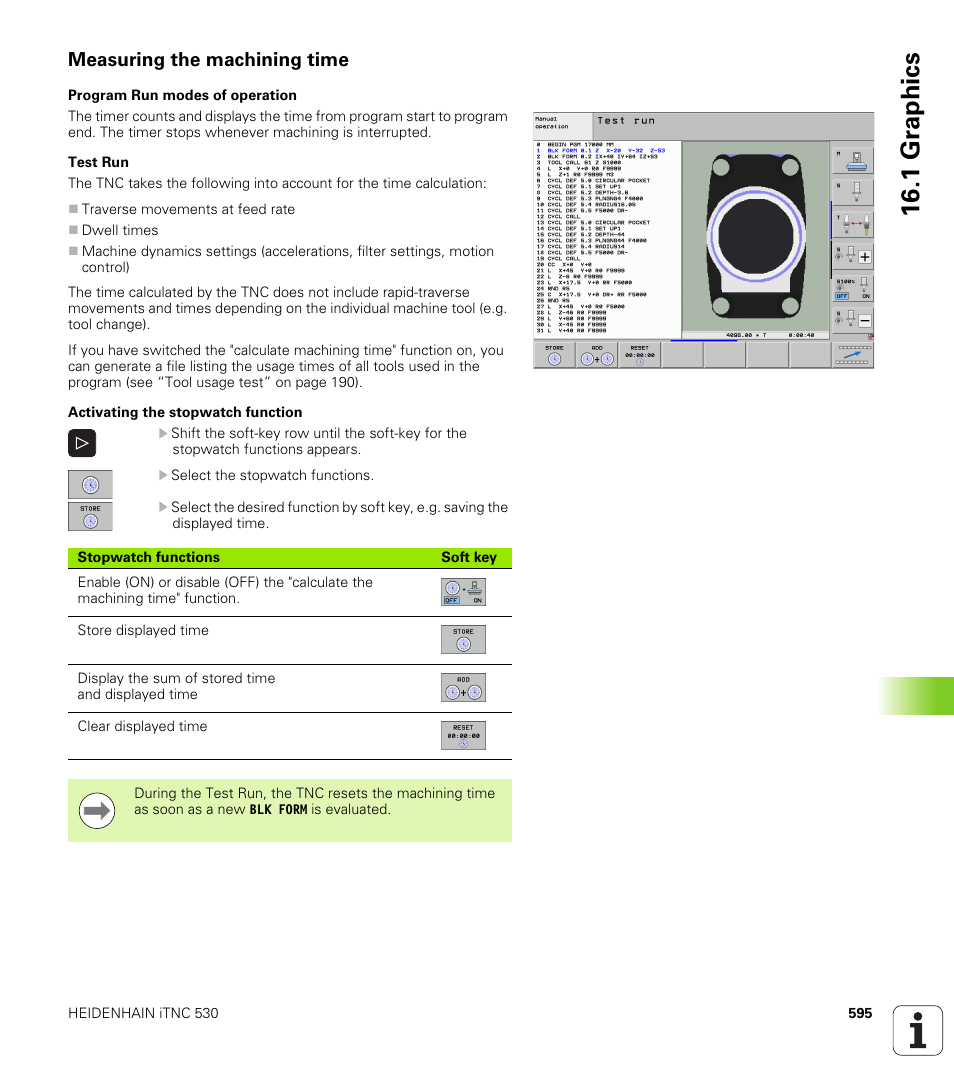 Measuring the machining time, 1 gr aphics | HEIDENHAIN iTNC 530 (340 49x-06) User Manual | Page 595 / 713