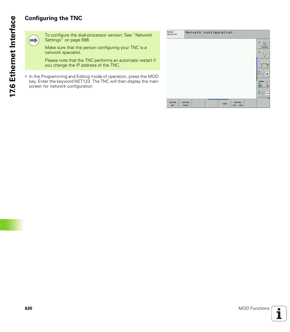 Configuring the tnc, 6 ether n et int e rf ace | HEIDENHAIN iTNC 530 (340 49x-06) User Manual | Page 630 / 713