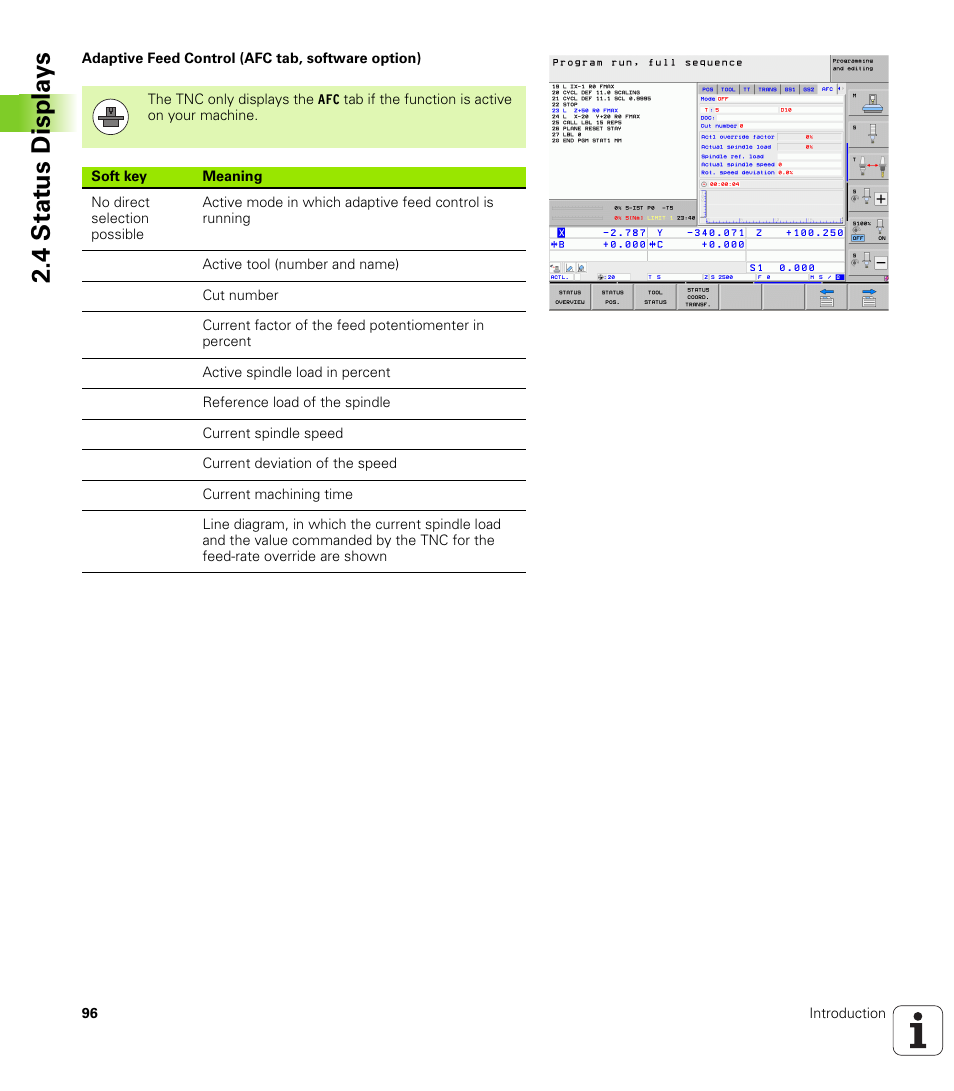 4 stat us displa ys | HEIDENHAIN iTNC 530 (340 49x-06) User Manual | Page 96 / 713