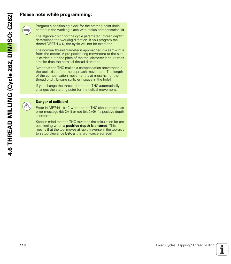 Please note while programming | HEIDENHAIN iTNC 530 (340 49x-06) Cycle programming User Manual | Page 118 / 513