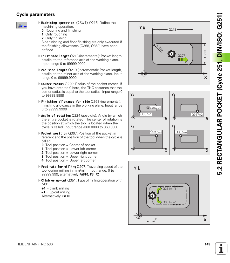 Cycle parameters | HEIDENHAIN iTNC 530 (340 49x-06) Cycle programming User Manual | Page 143 / 513