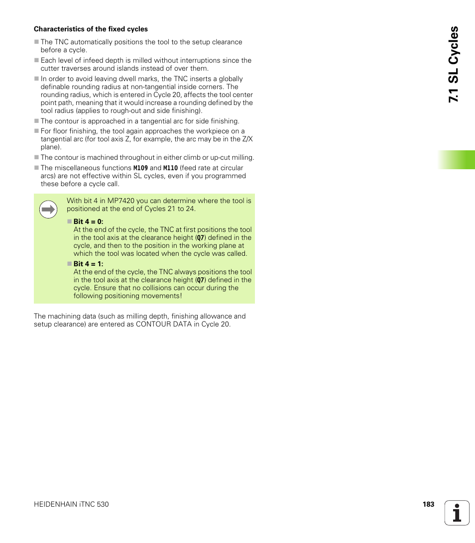 1 sl cy cles | HEIDENHAIN iTNC 530 (340 49x-06) Cycle programming User Manual | Page 183 / 513