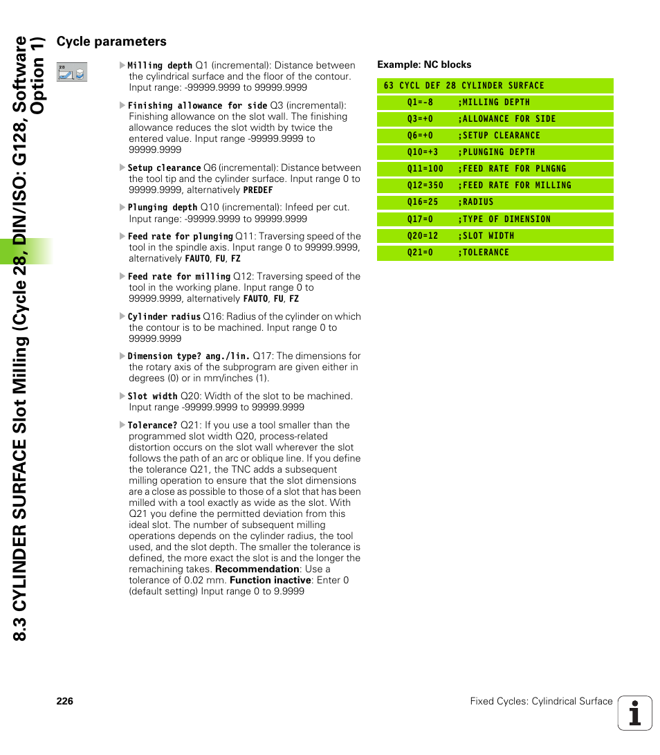 Cycle parameters | HEIDENHAIN iTNC 530 (340 49x-06) Cycle programming User Manual | Page 226 / 513