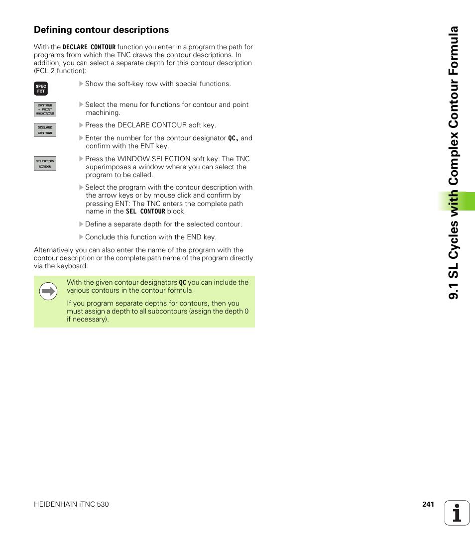 Defining contour descriptions, 1 sl cy cles with complex cont our f o rm ula | HEIDENHAIN iTNC 530 (340 49x-06) Cycle programming User Manual | Page 241 / 513