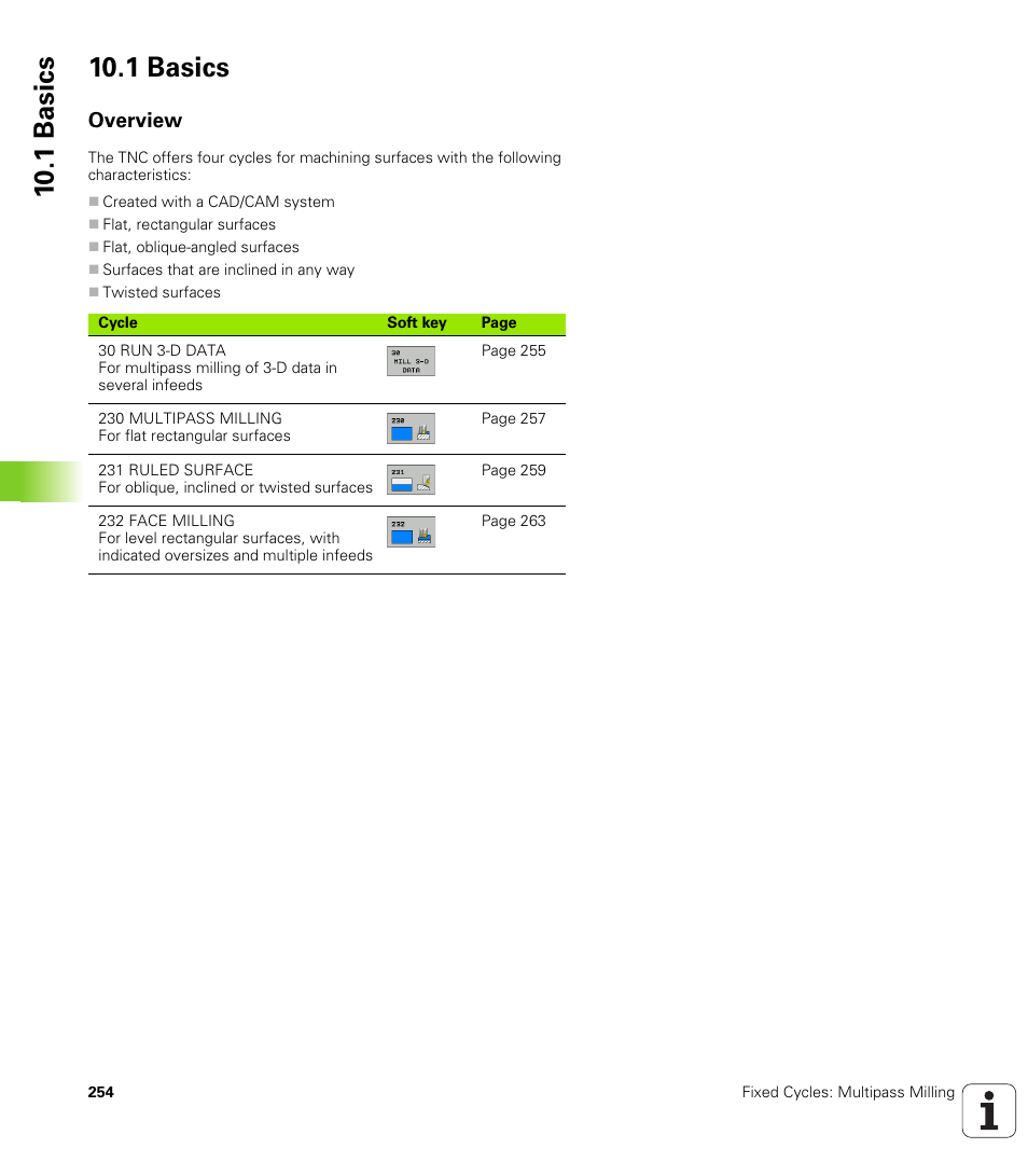 1 basics, Overview | HEIDENHAIN iTNC 530 (340 49x-06) Cycle programming User Manual | Page 254 / 513