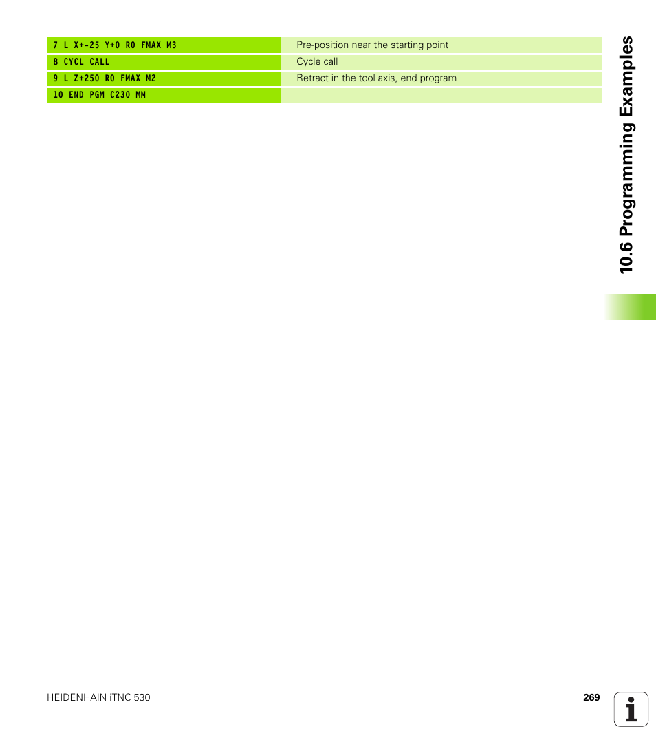 10 .6 pr ogr amming examples | HEIDENHAIN iTNC 530 (340 49x-06) Cycle programming User Manual | Page 269 / 513