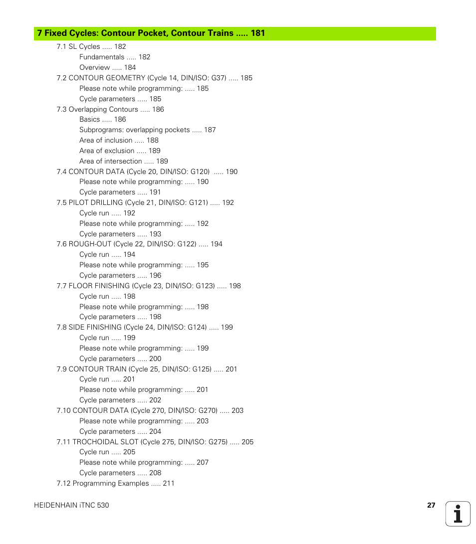 Fixed cycles: contour pocket | HEIDENHAIN iTNC 530 (340 49x-06) Cycle programming User Manual | Page 27 / 513