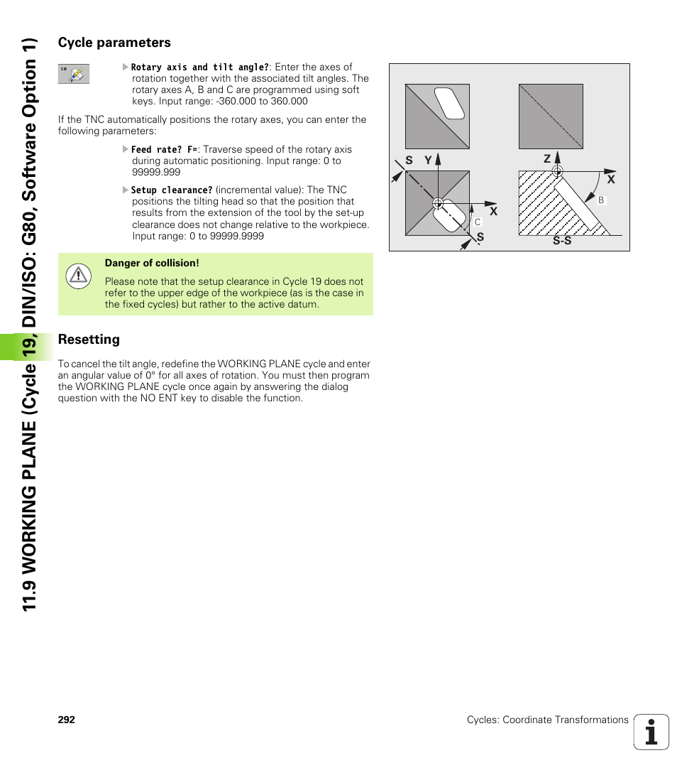 Cycle parameters, Resetting | HEIDENHAIN iTNC 530 (340 49x-06) Cycle programming User Manual | Page 292 / 513