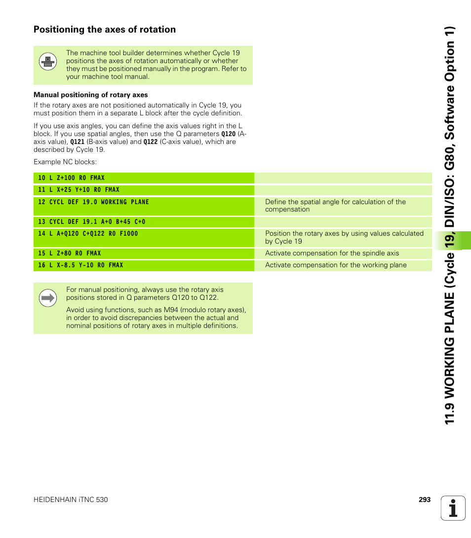 Positioning the axes of rotation | HEIDENHAIN iTNC 530 (340 49x-06) Cycle programming User Manual | Page 293 / 513