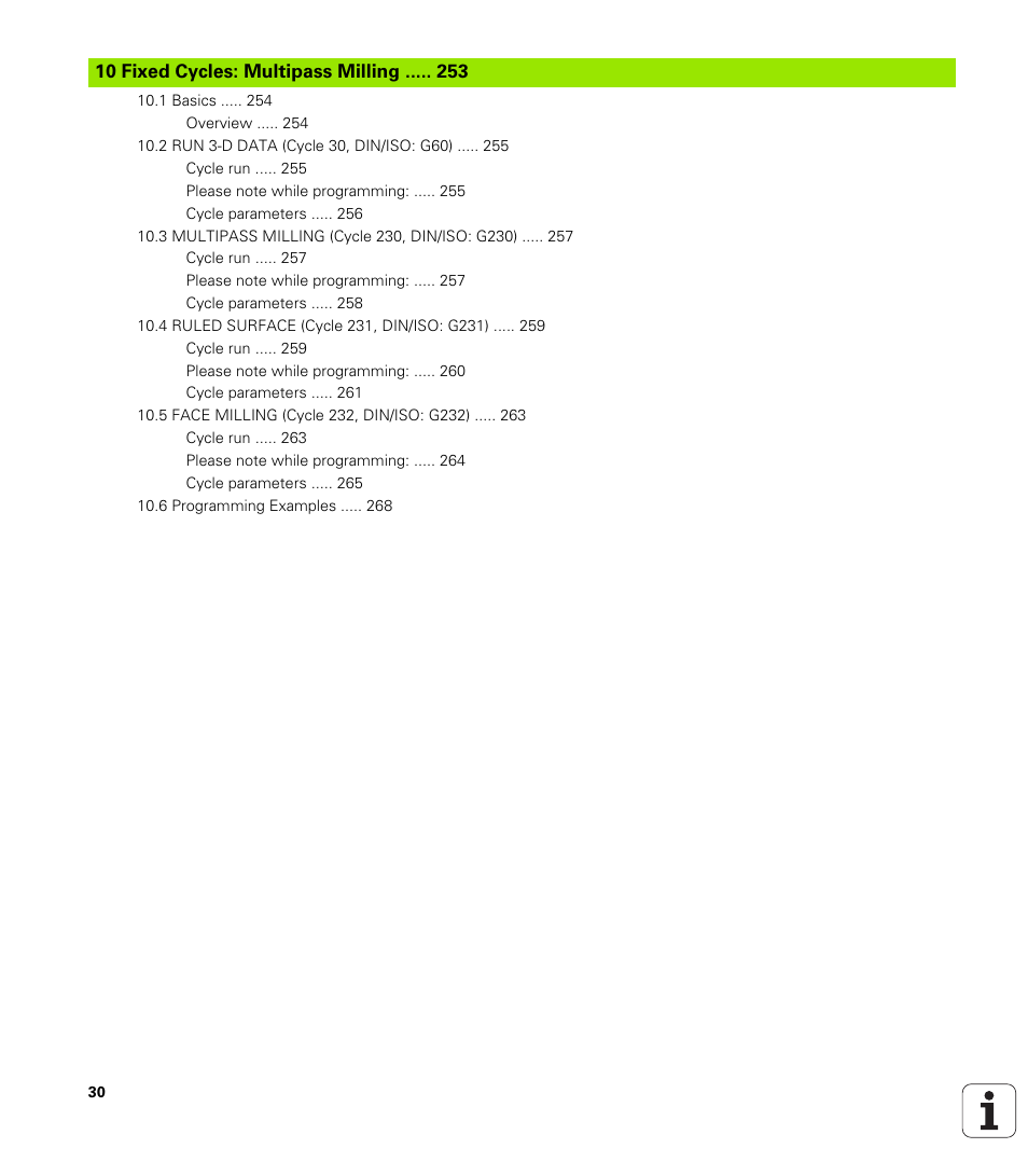 Fixed cycles: multipass milling | HEIDENHAIN iTNC 530 (340 49x-06) Cycle programming User Manual | Page 30 / 513