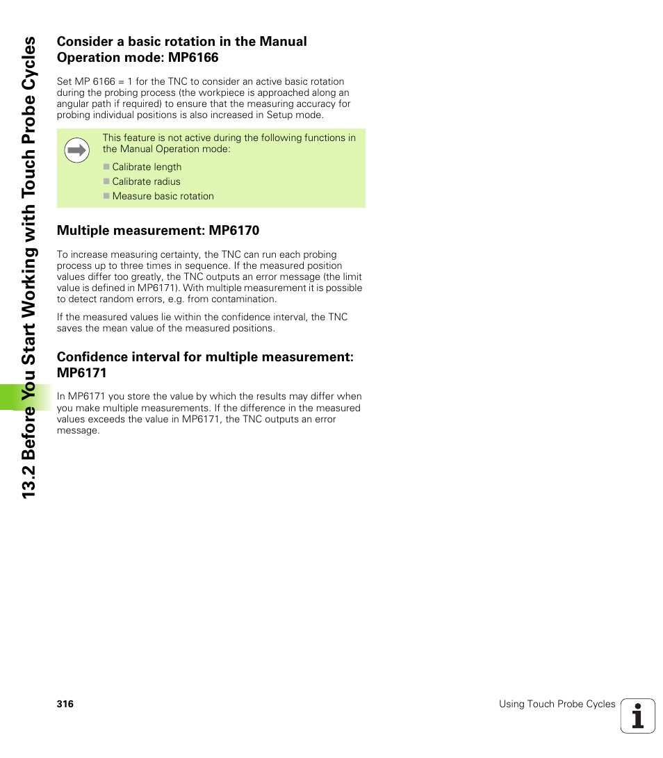 Multiple measurement: mp6170 | HEIDENHAIN iTNC 530 (340 49x-06) Cycle programming User Manual | Page 316 / 513