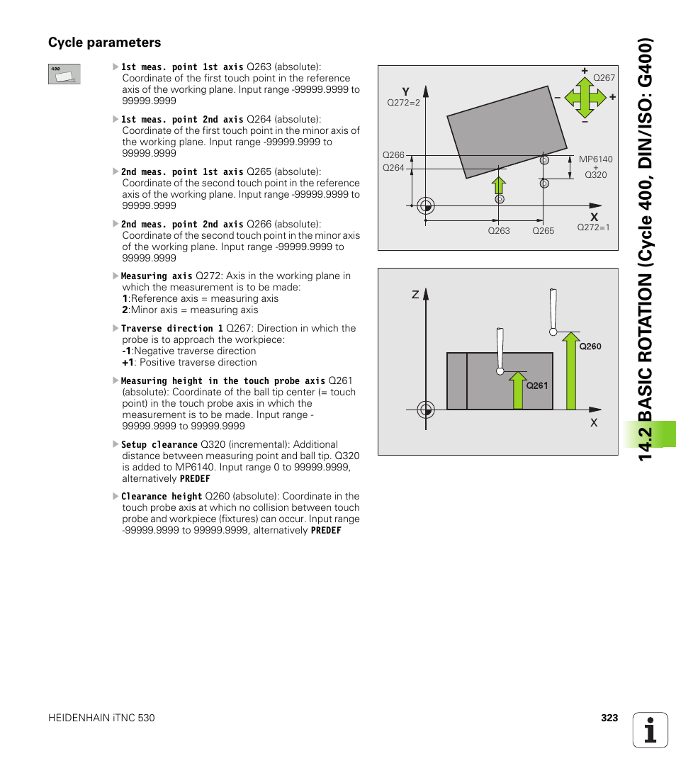 Cycle parameters | HEIDENHAIN iTNC 530 (340 49x-06) Cycle programming User Manual | Page 323 / 513