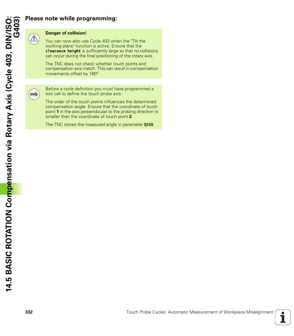 Please note while programming | HEIDENHAIN iTNC 530 (340 49x-06) Cycle programming User Manual | Page 332 / 513