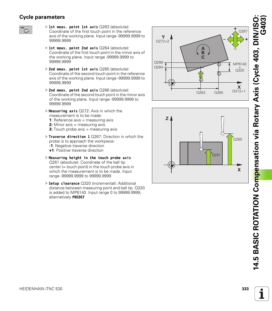 Cycle parameters | HEIDENHAIN iTNC 530 (340 49x-06) Cycle programming User Manual | Page 333 / 513