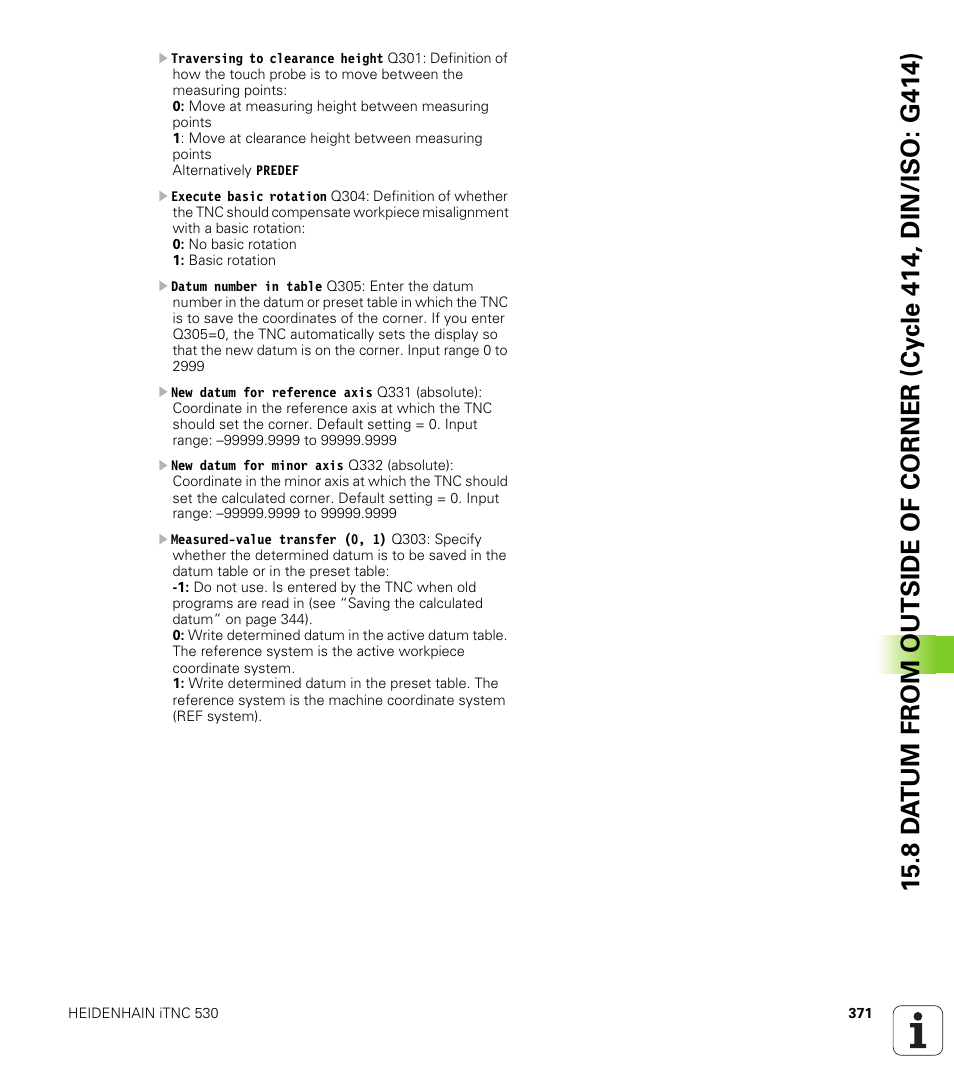 HEIDENHAIN iTNC 530 (340 49x-06) Cycle programming User Manual | Page 371 / 513