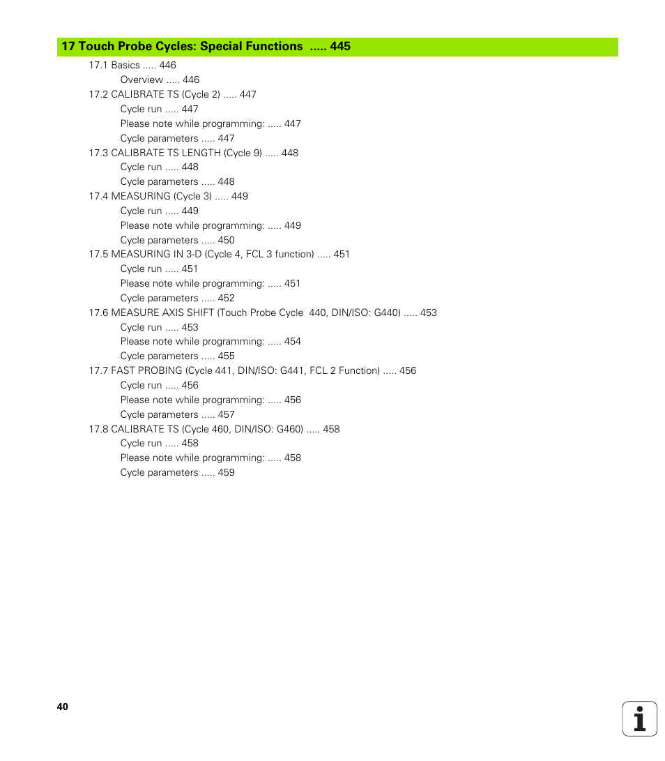 Touch probe cycles: special functions | HEIDENHAIN iTNC 530 (340 49x-06) Cycle programming User Manual | Page 40 / 513
