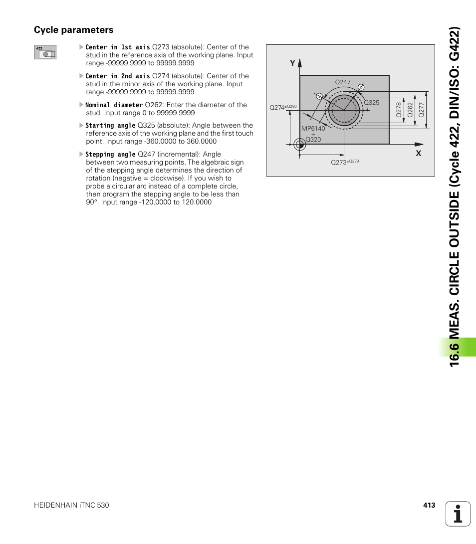Cycle parameters | HEIDENHAIN iTNC 530 (340 49x-06) Cycle programming User Manual | Page 413 / 513