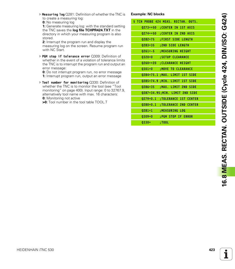 HEIDENHAIN iTNC 530 (340 49x-06) Cycle programming User Manual | Page 423 / 513