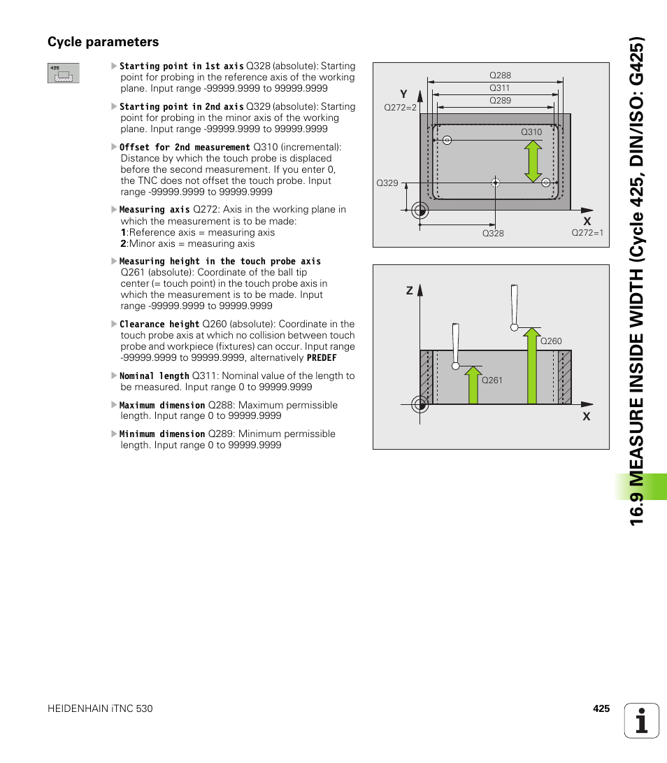 Cycle parameters | HEIDENHAIN iTNC 530 (340 49x-06) Cycle programming User Manual | Page 425 / 513