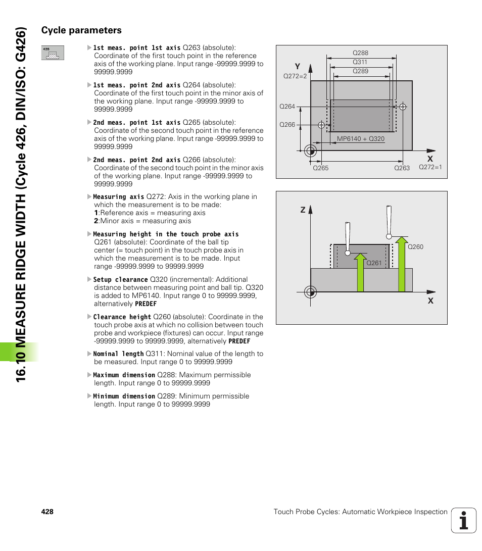 Cycle parameters | HEIDENHAIN iTNC 530 (340 49x-06) Cycle programming User Manual | Page 428 / 513