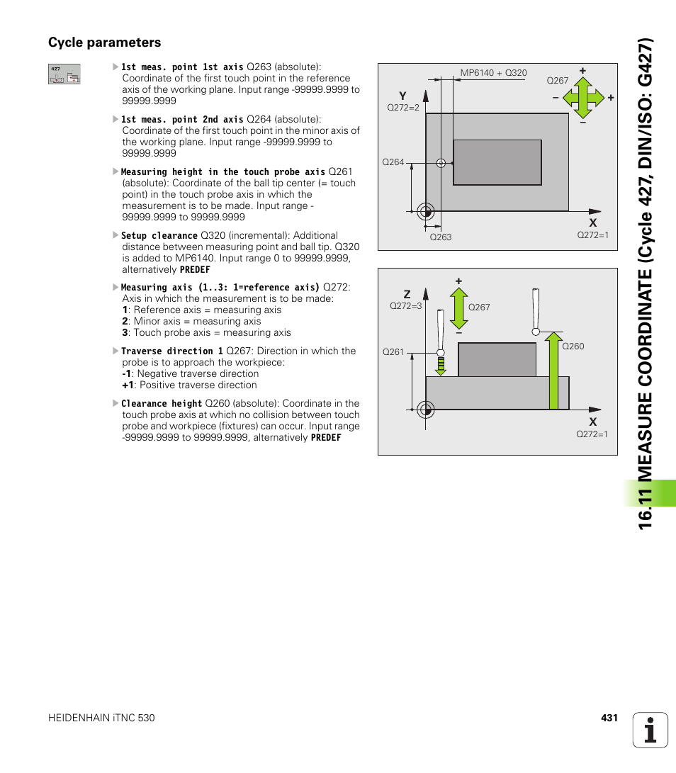 Cycle parameters | HEIDENHAIN iTNC 530 (340 49x-06) Cycle programming User Manual | Page 431 / 513
