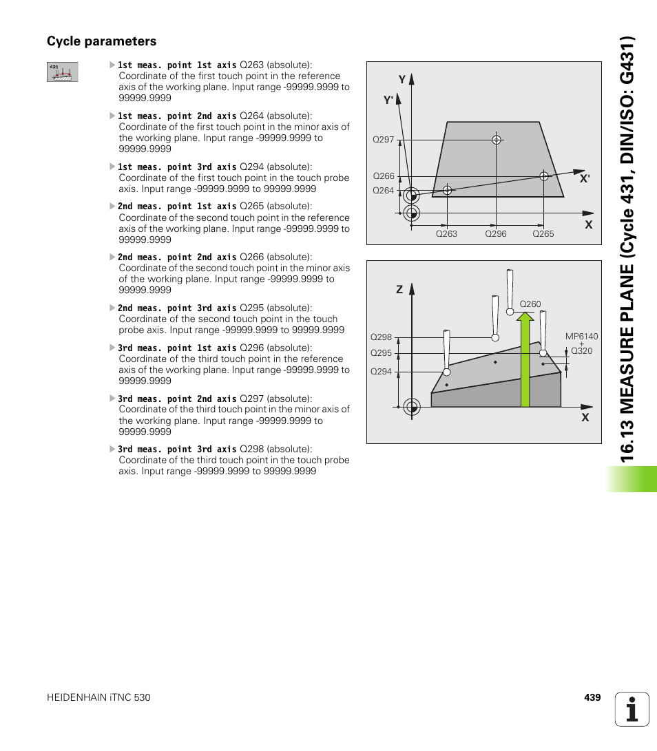 Cycle parameters | HEIDENHAIN iTNC 530 (340 49x-06) Cycle programming User Manual | Page 439 / 513