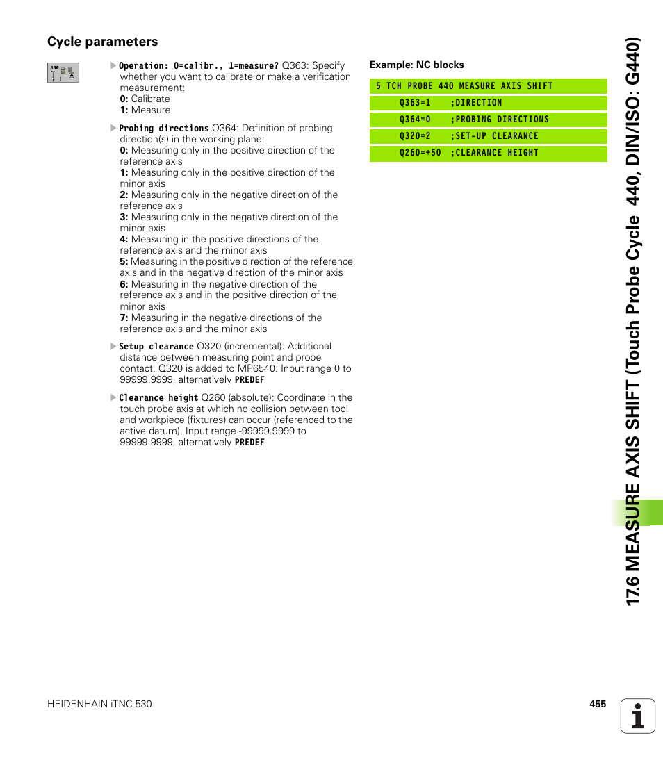 Cycle parameters | HEIDENHAIN iTNC 530 (340 49x-06) Cycle programming User Manual | Page 455 / 513