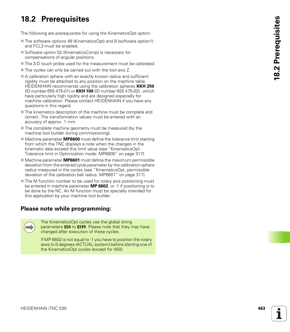 2 prerequisites, Please note while programming | HEIDENHAIN iTNC 530 (340 49x-06) Cycle programming User Manual | Page 463 / 513