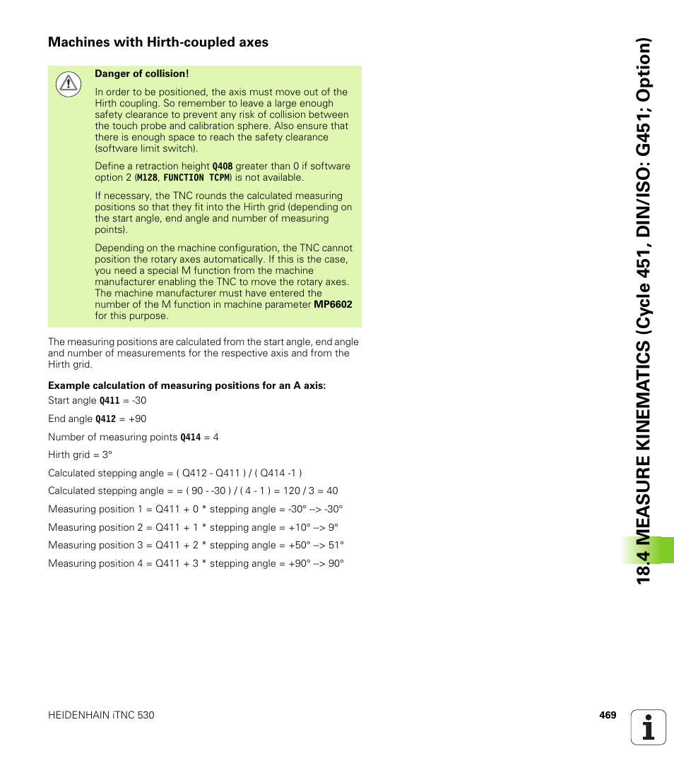 Machines with hirth-coupled axes | HEIDENHAIN iTNC 530 (340 49x-06) Cycle programming User Manual | Page 469 / 513
