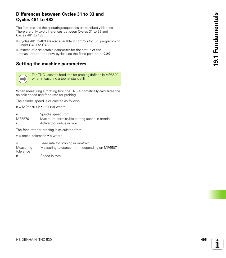 Setting the machine parameters, 19 .1 f undamentals | HEIDENHAIN iTNC 530 (340 49x-06) Cycle programming User Manual | Page 495 / 513
