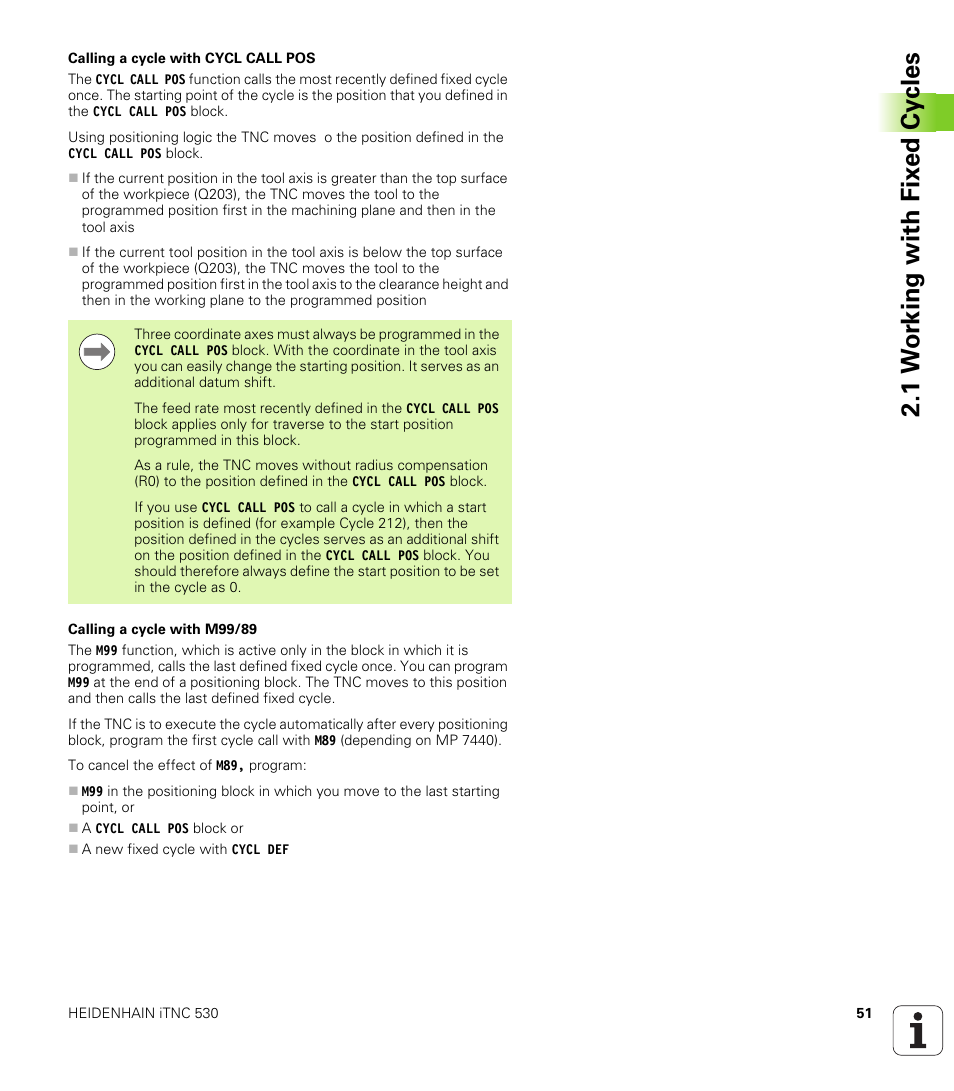 1 w o rk ing with fix e d cy cles | HEIDENHAIN iTNC 530 (340 49x-06) Cycle programming User Manual | Page 51 / 513
