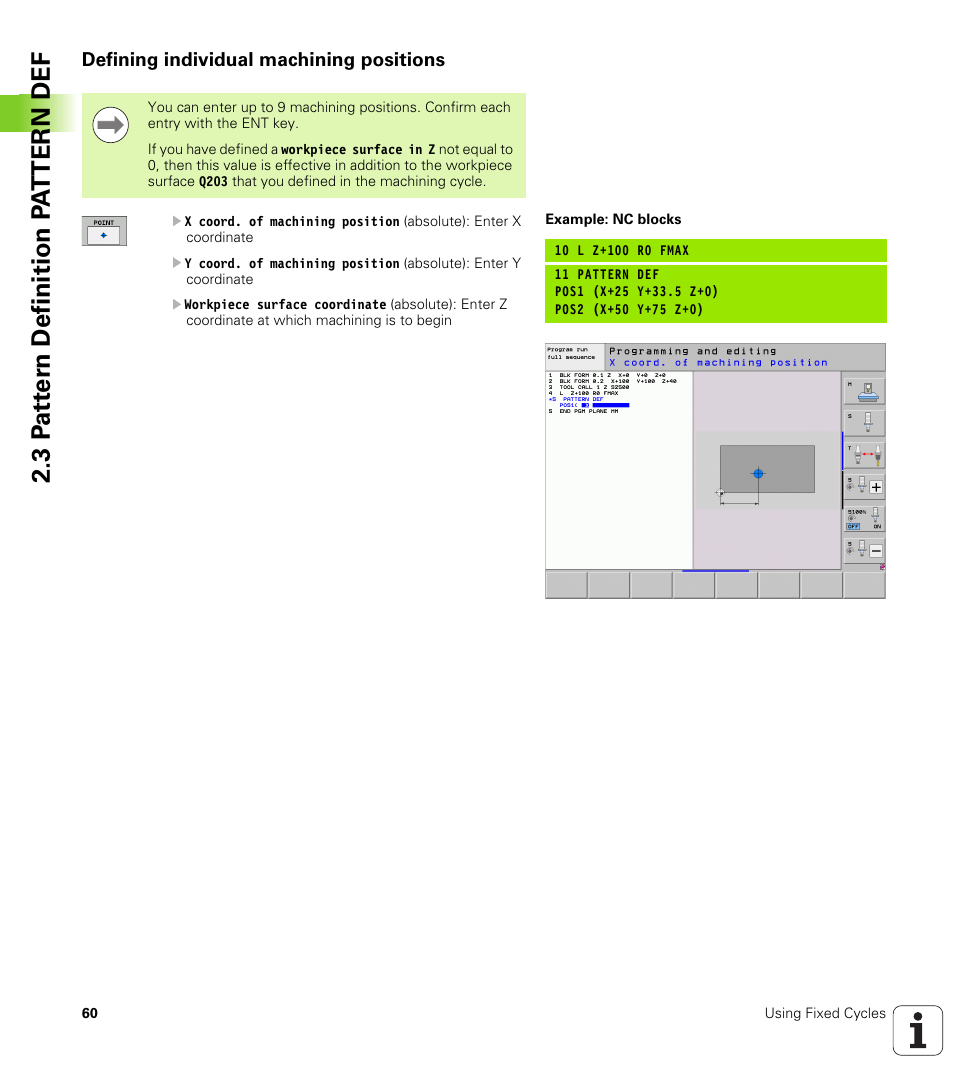 Defining individual machining positions | HEIDENHAIN iTNC 530 (340 49x-06) Cycle programming User Manual | Page 60 / 513