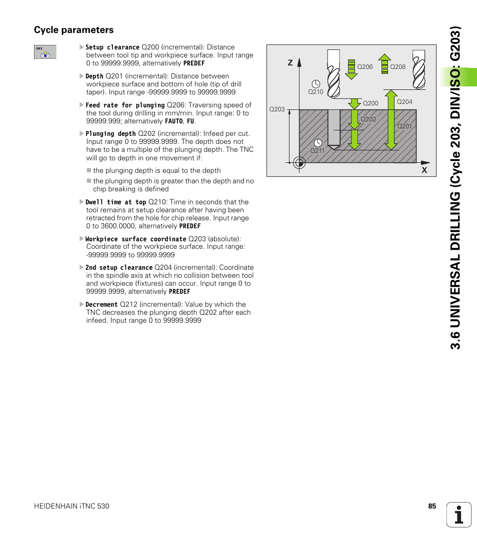 Cycle parameters | HEIDENHAIN iTNC 530 (340 49x-06) Cycle programming User Manual | Page 85 / 513