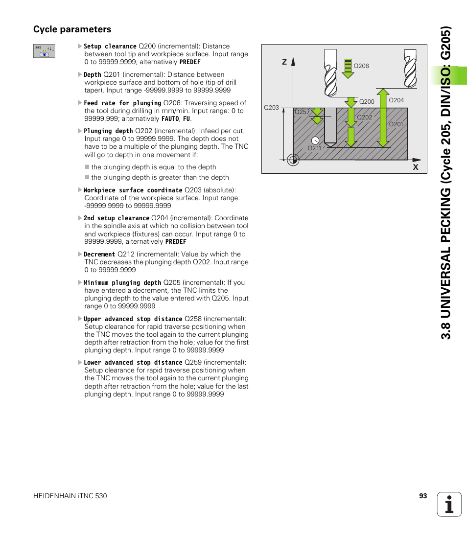 Cycle parameters | HEIDENHAIN iTNC 530 (340 49x-06) Cycle programming User Manual | Page 93 / 513