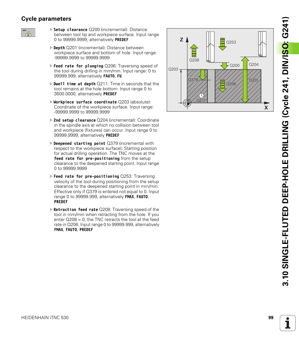 Cycle parameters | HEIDENHAIN iTNC 530 (340 49x-06) Cycle programming User Manual | Page 99 / 513