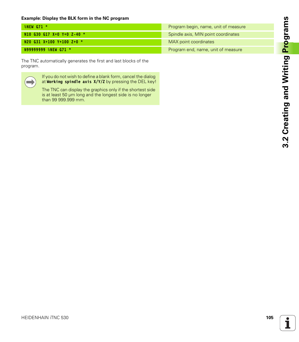 2 cr eating and w riting pr ogr a ms | HEIDENHAIN iTNC 530 (340 49x-06) ISO programming User Manual | Page 105 / 640